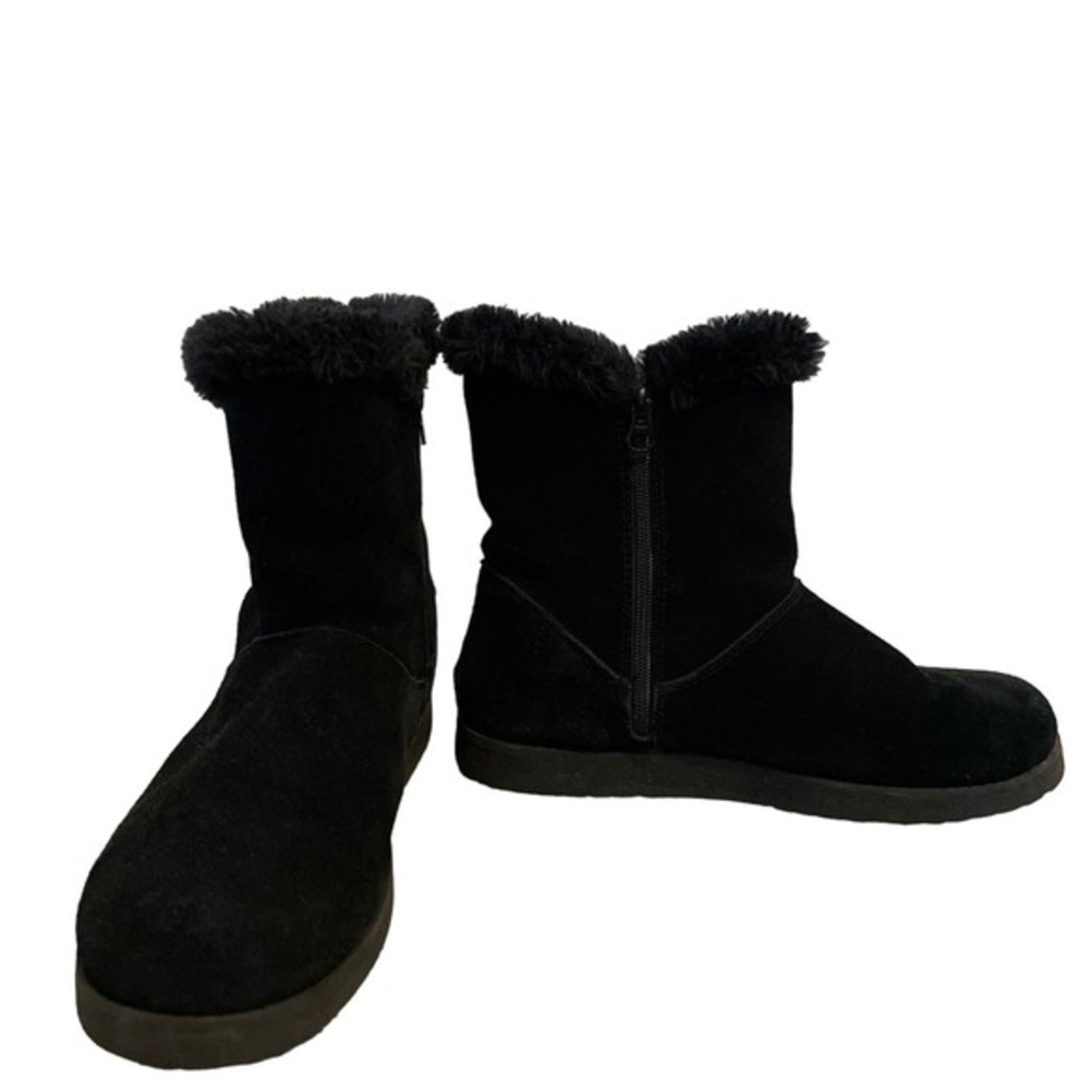 Universal thread Black Suede Faux Fur Zip Up Booties 9